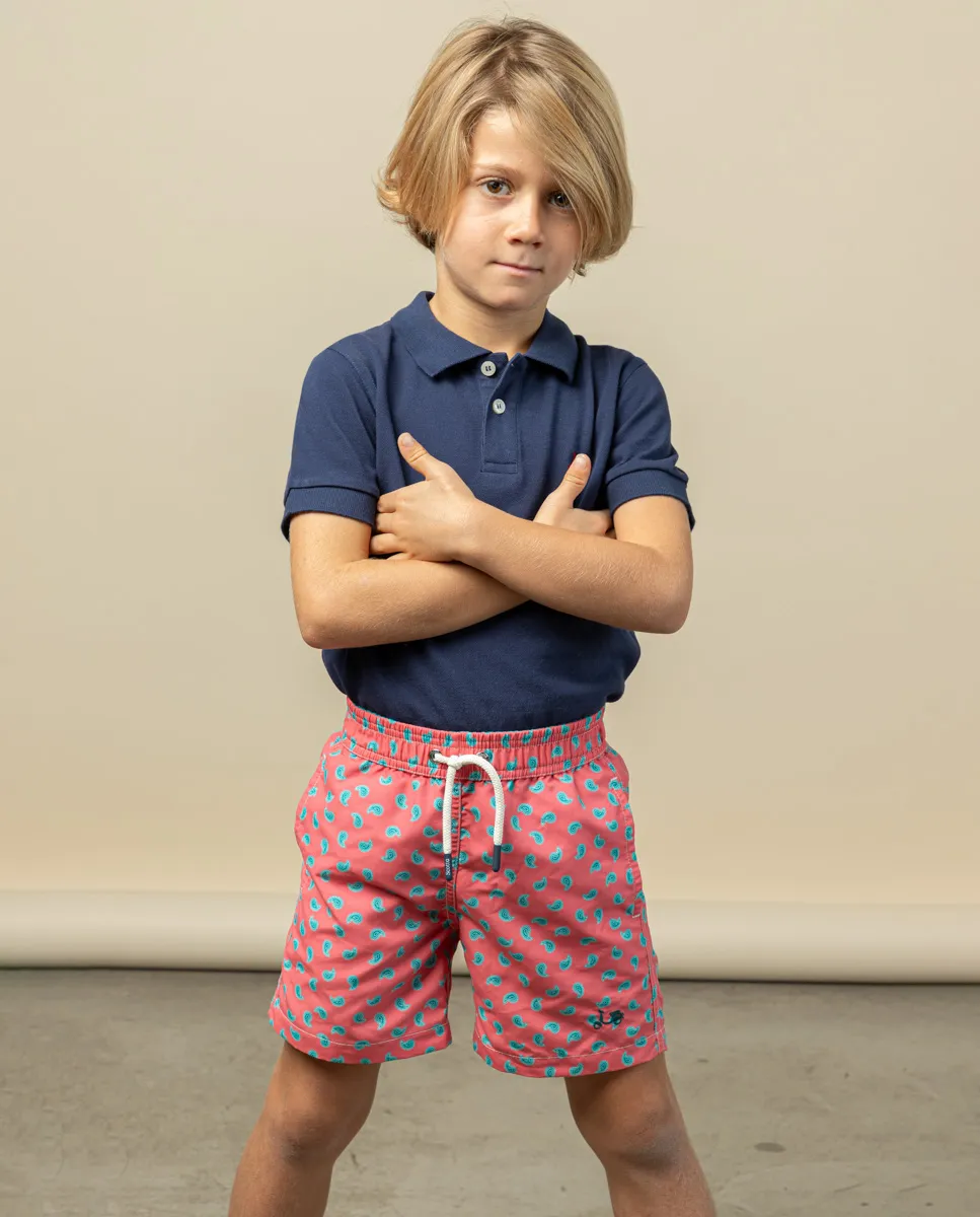Bañador niño paisley eco coral