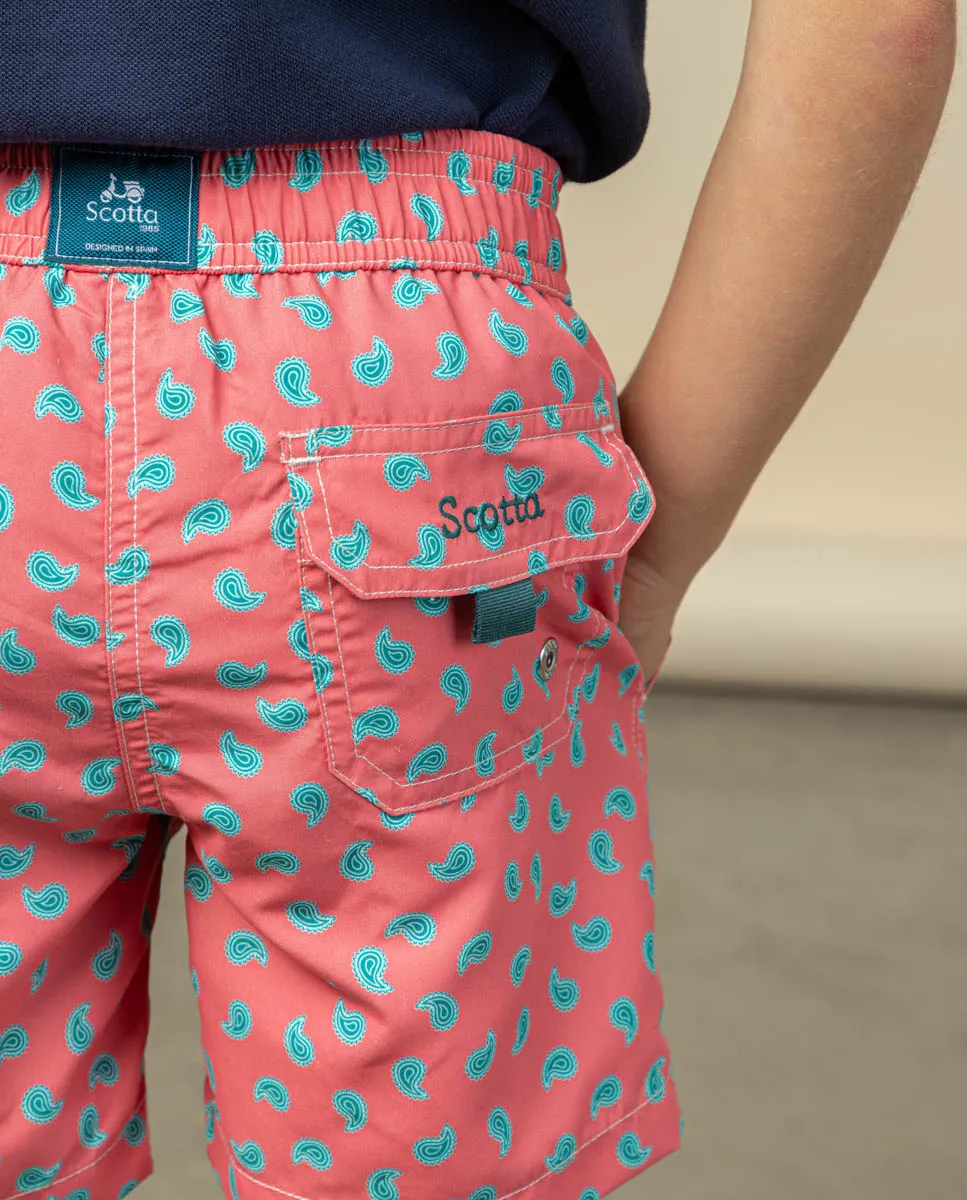 Bañador niño paisley eco coral - Image 2