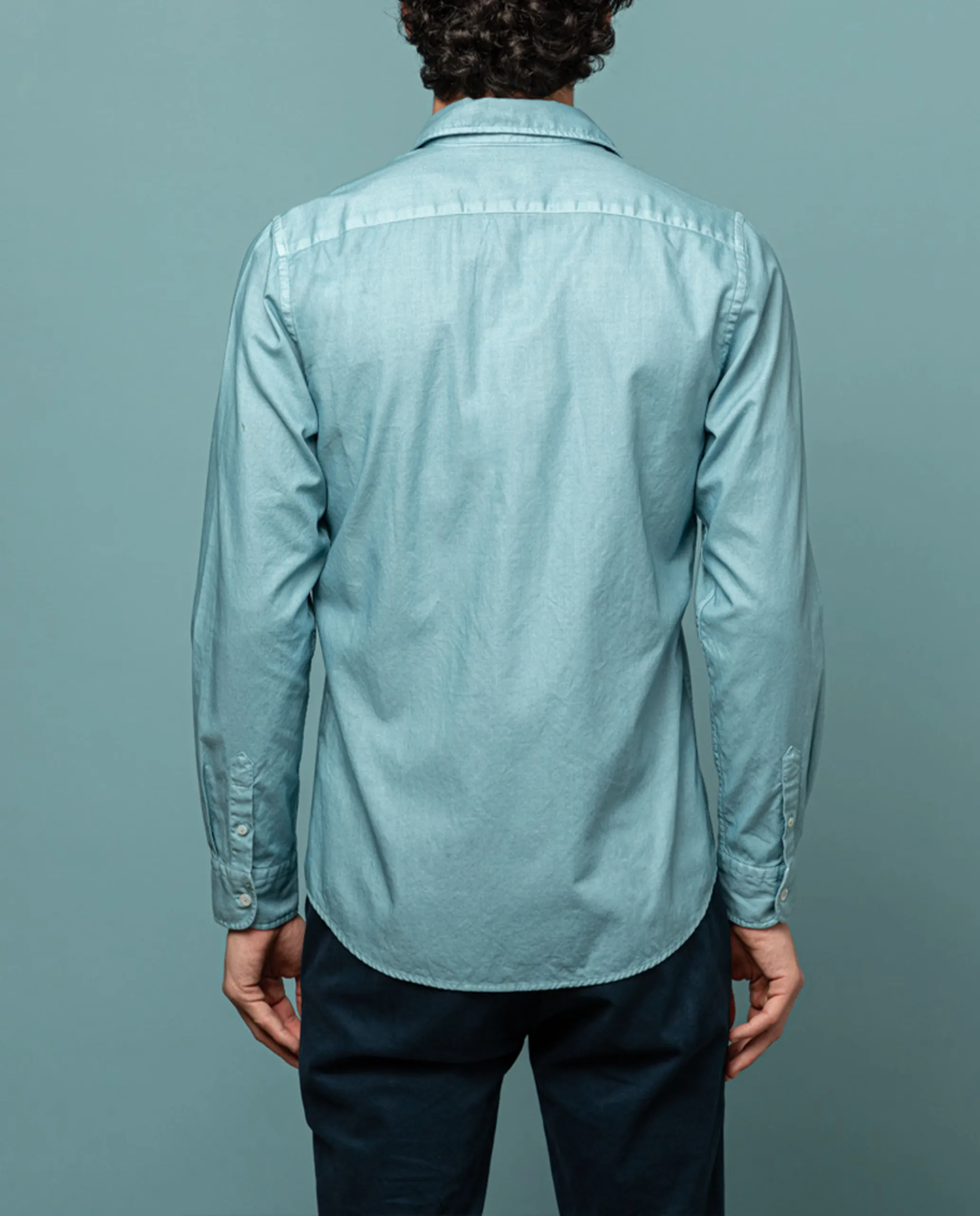 Camisa estructura pinpoint azul grisáceo - Image 2