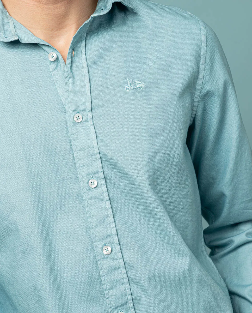 Camisa estructura pinpoint azul grisáceo - Image 3