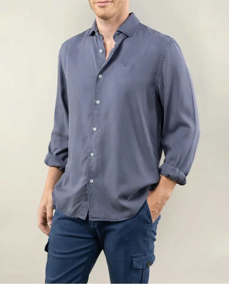 Camisa forest tencel marino - Image 4