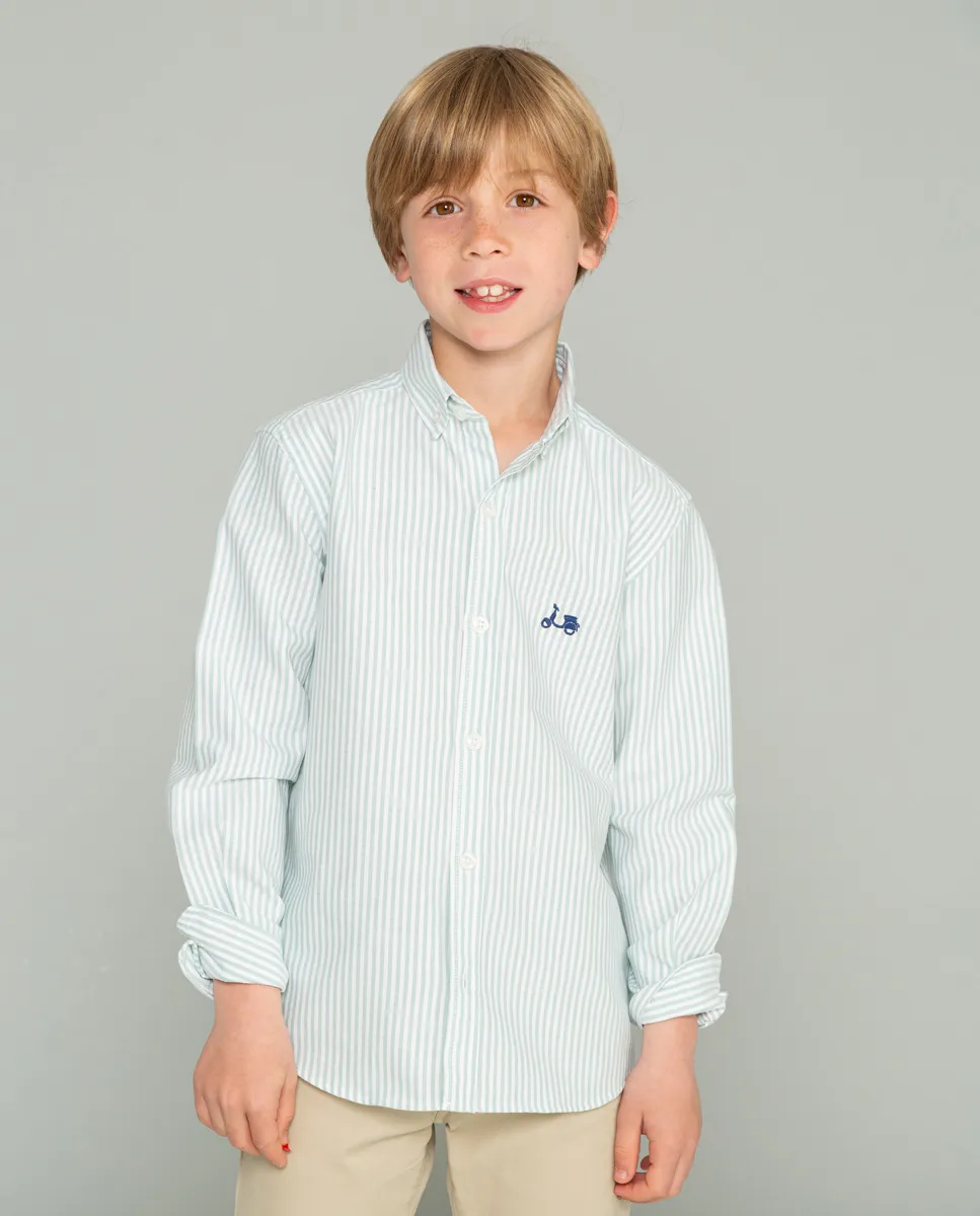 Camisa niño oxford rayas organic verde - Image 3