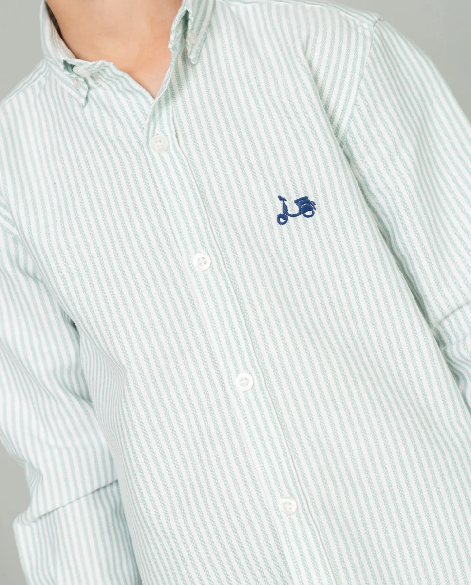 Camisa niño oxford rayas organic verde - Image 4