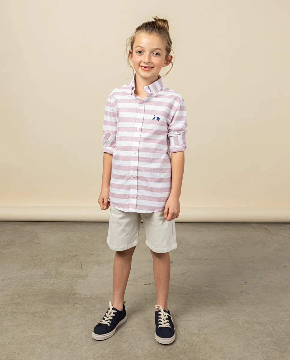 Camisa niño raya sea burdeos - Image 3