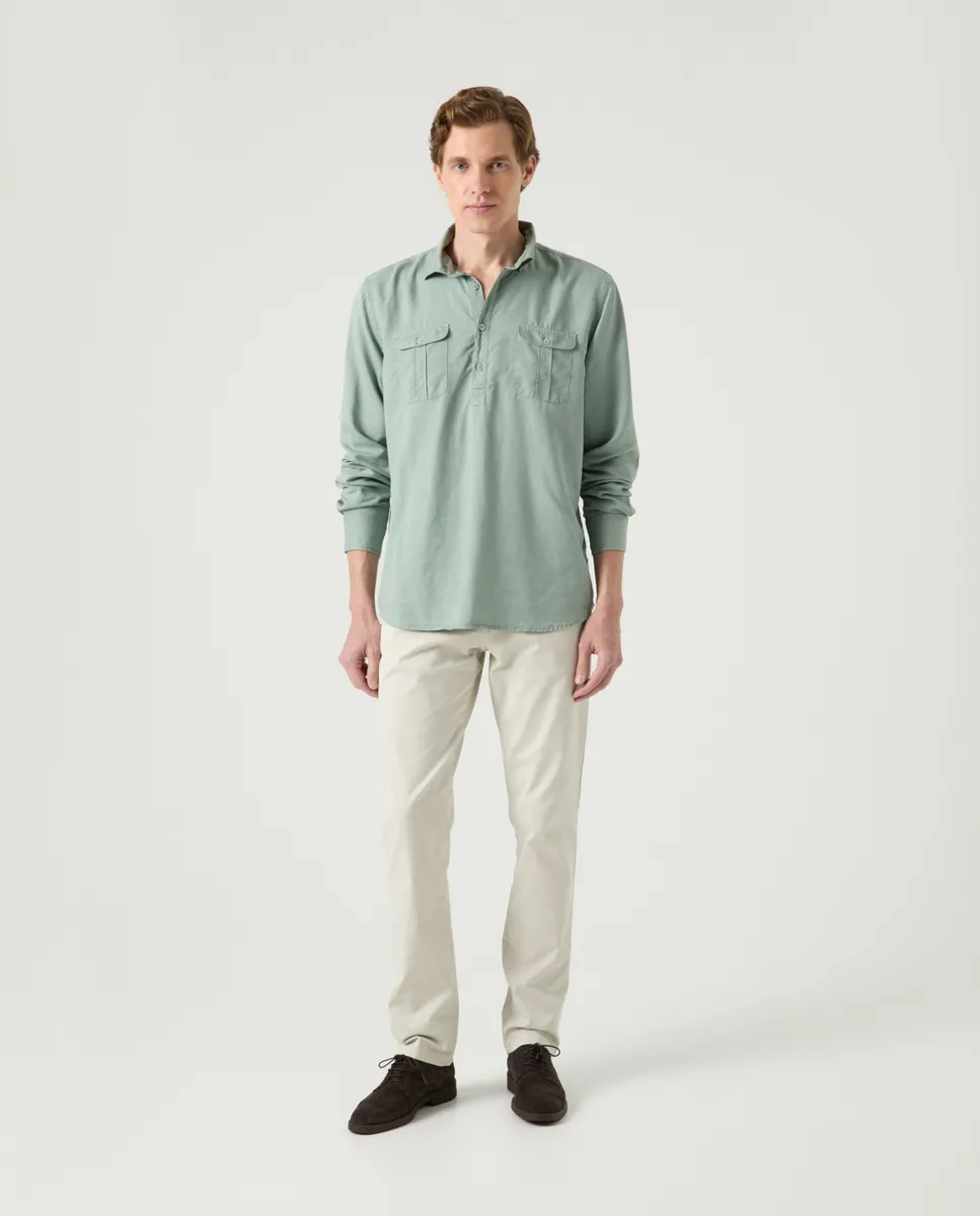 Camisa Polera Forest Tencel Linen Khaki - Image 4