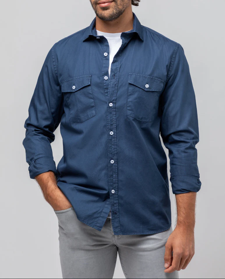 Camisa sarga pocket marino