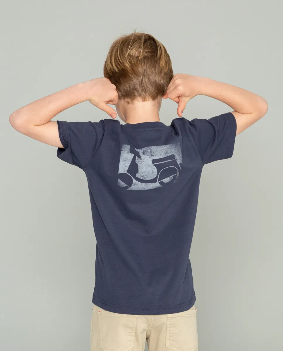 Camiseta Niño Logo Desgastado Azul