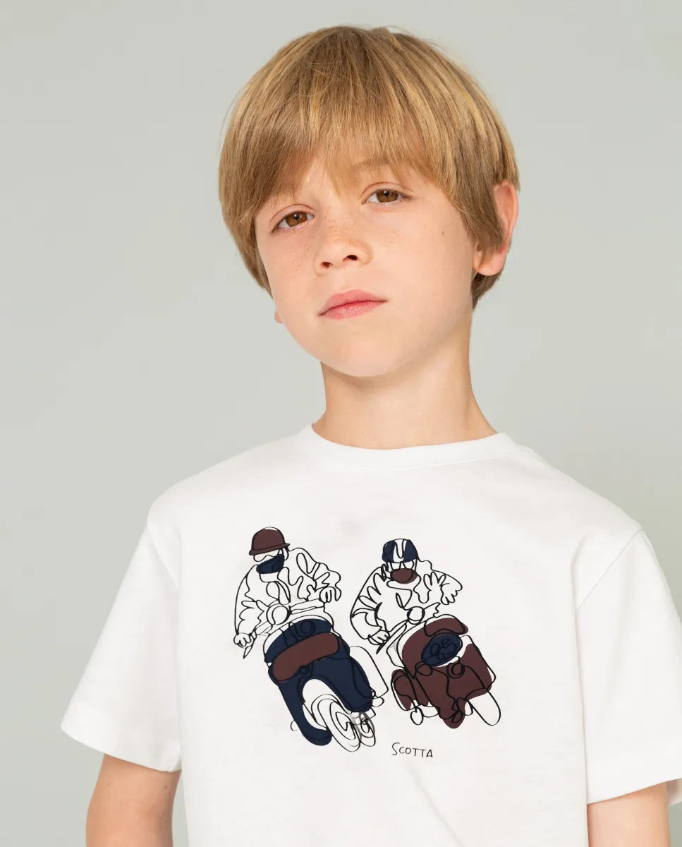 Camiseta niño moto racer blanco