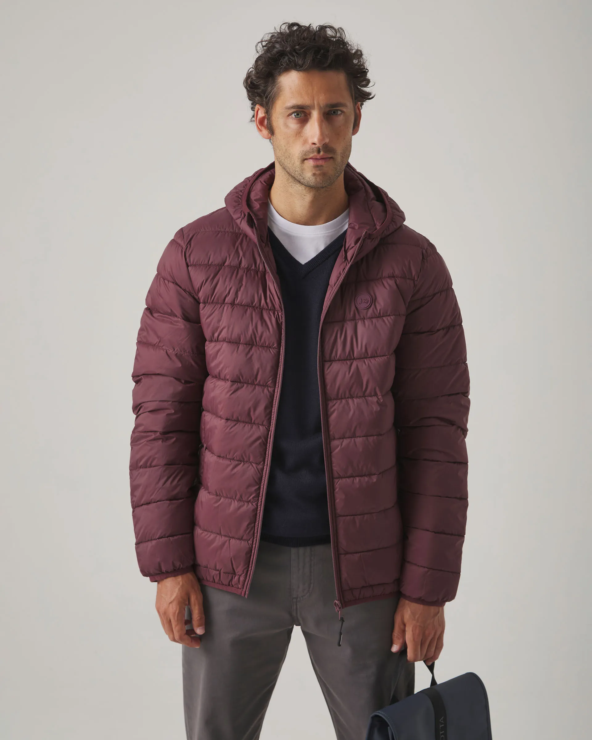 Chaqueta Hood Acolchado Burdeos