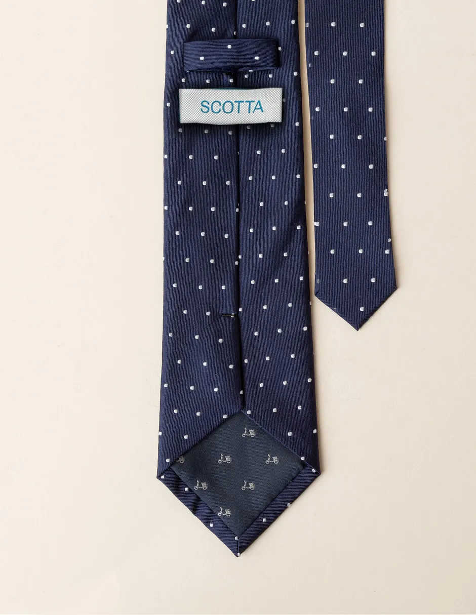 Corbata seda lunares marino - Image 3