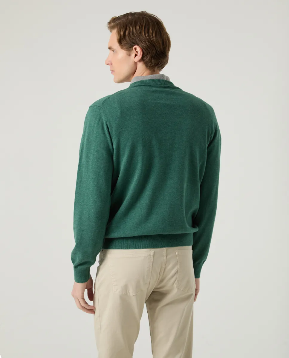 Jersey Classic Crew Neck Cotton Verde Botella - Image 3
