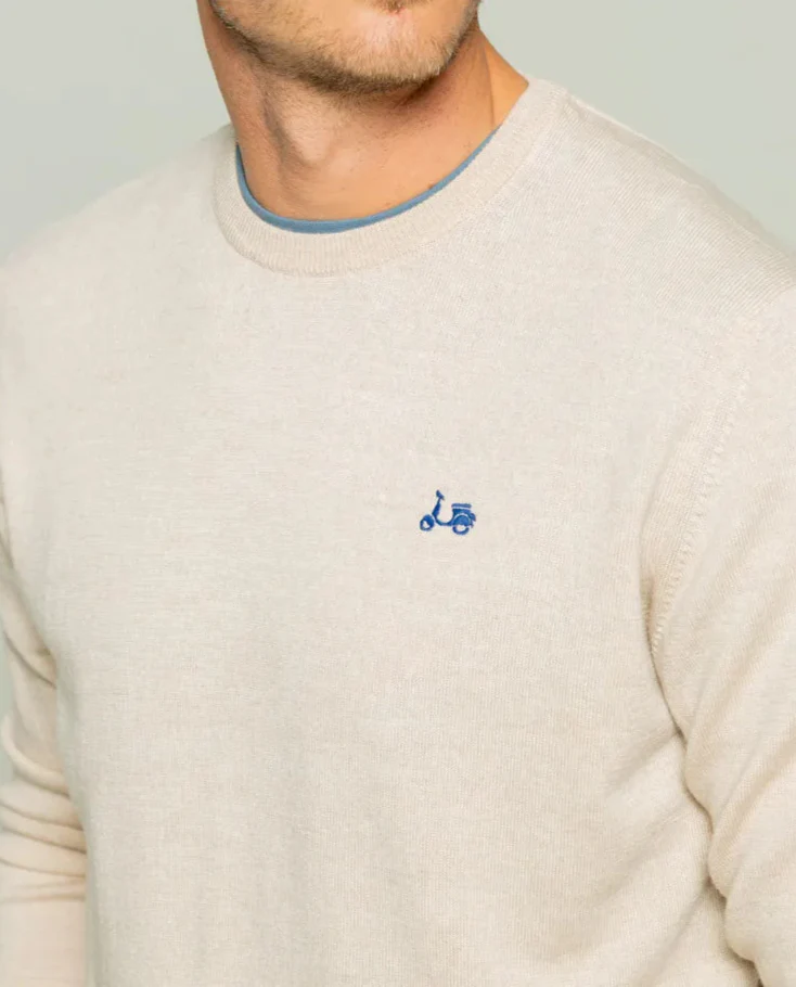Jersey classic crew neck merino beige - Image 3