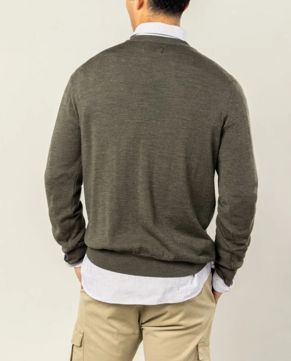 JERSEY CLASSIC CREW NECK MERINO KHAKI - Image 3