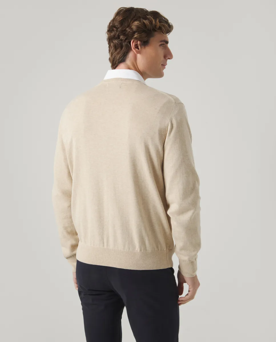 Jersey Classic V Neck Cotton Beige - Image 3