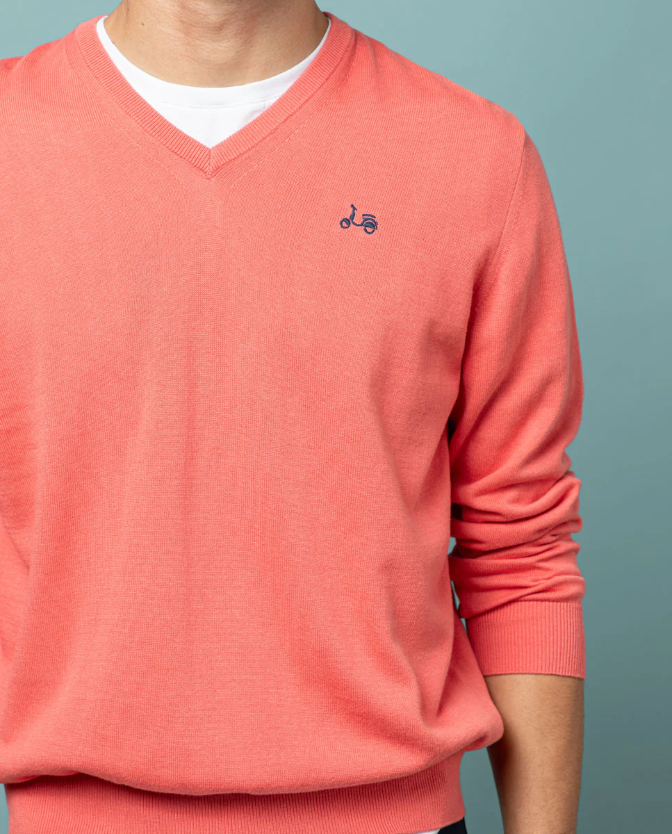 Jersey classic v neck cotton frambuesa - Image 2