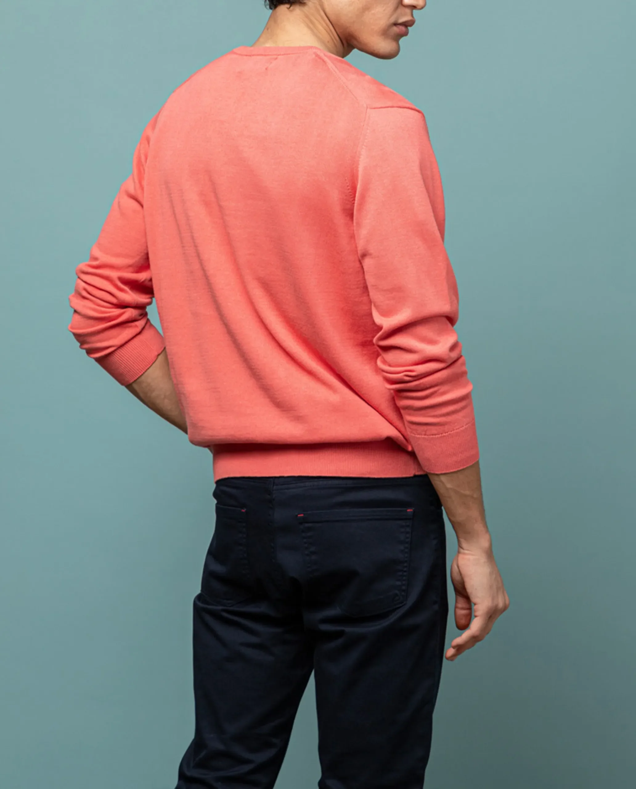 Jersey classic v neck cotton frambuesa - Image 3