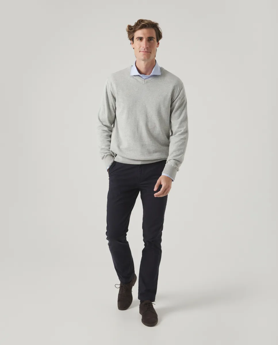 Jersey Classic V Neck Cotton Gris - Image 5