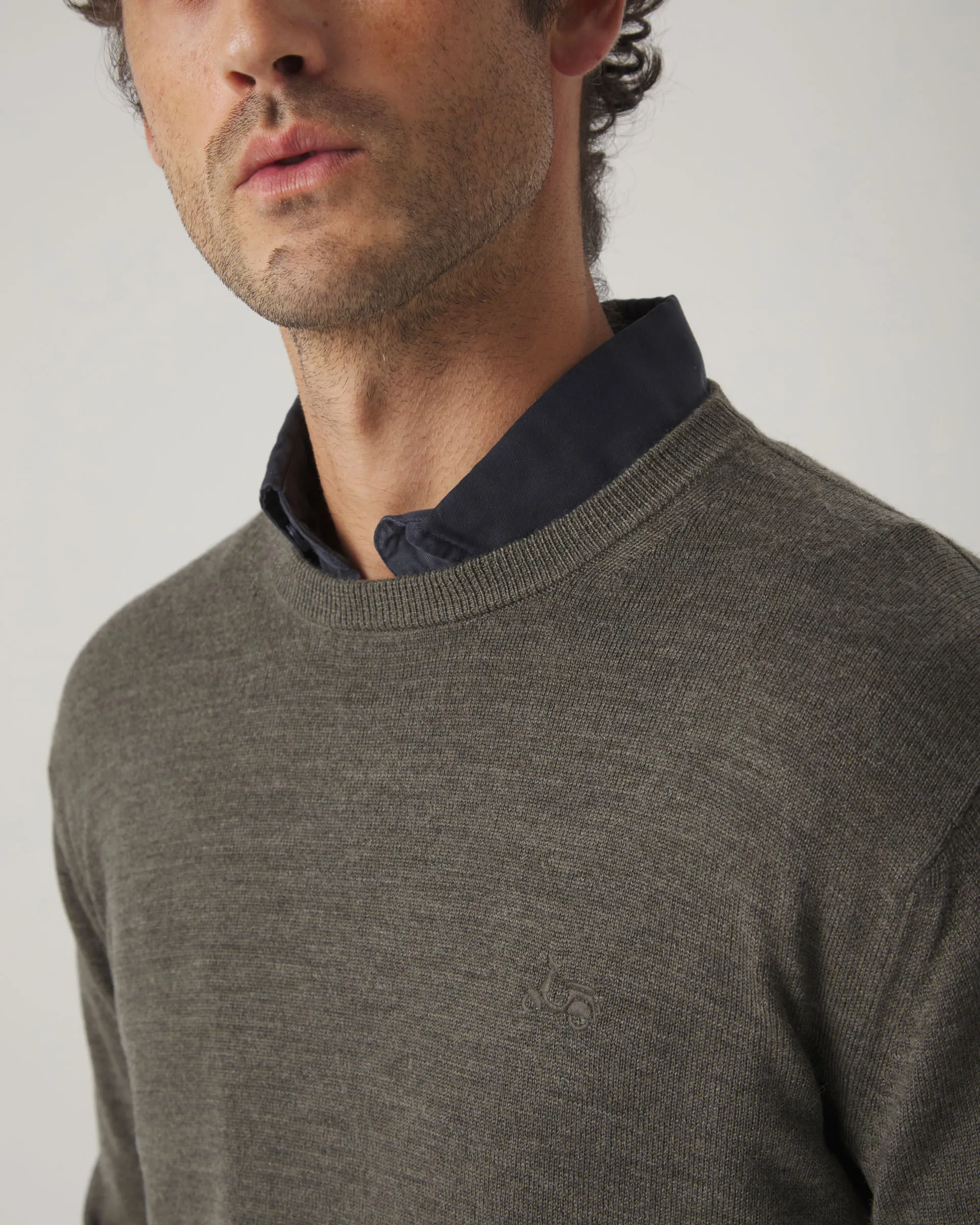 Jersey Crew Neck Merino Khaki - Image 2