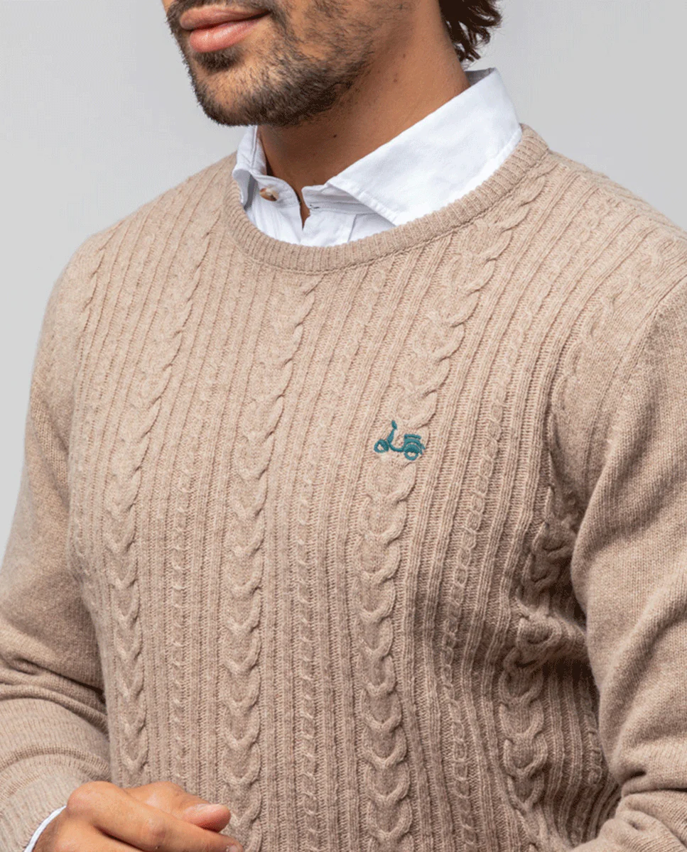 Jersey crew neck ochos beige - Image 2