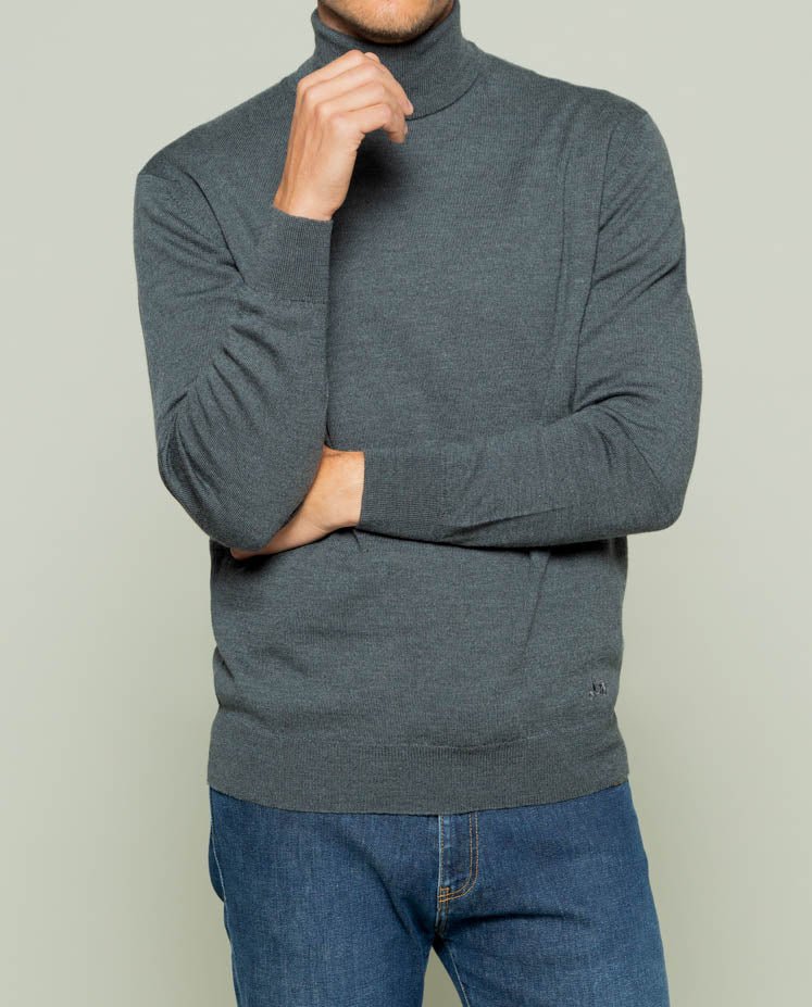 Jersey turtle neck merino gris oscuro