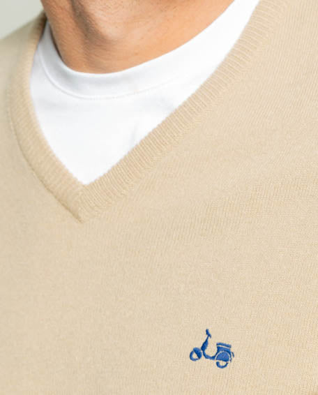 Jersey iconic v neck beige - Image 2