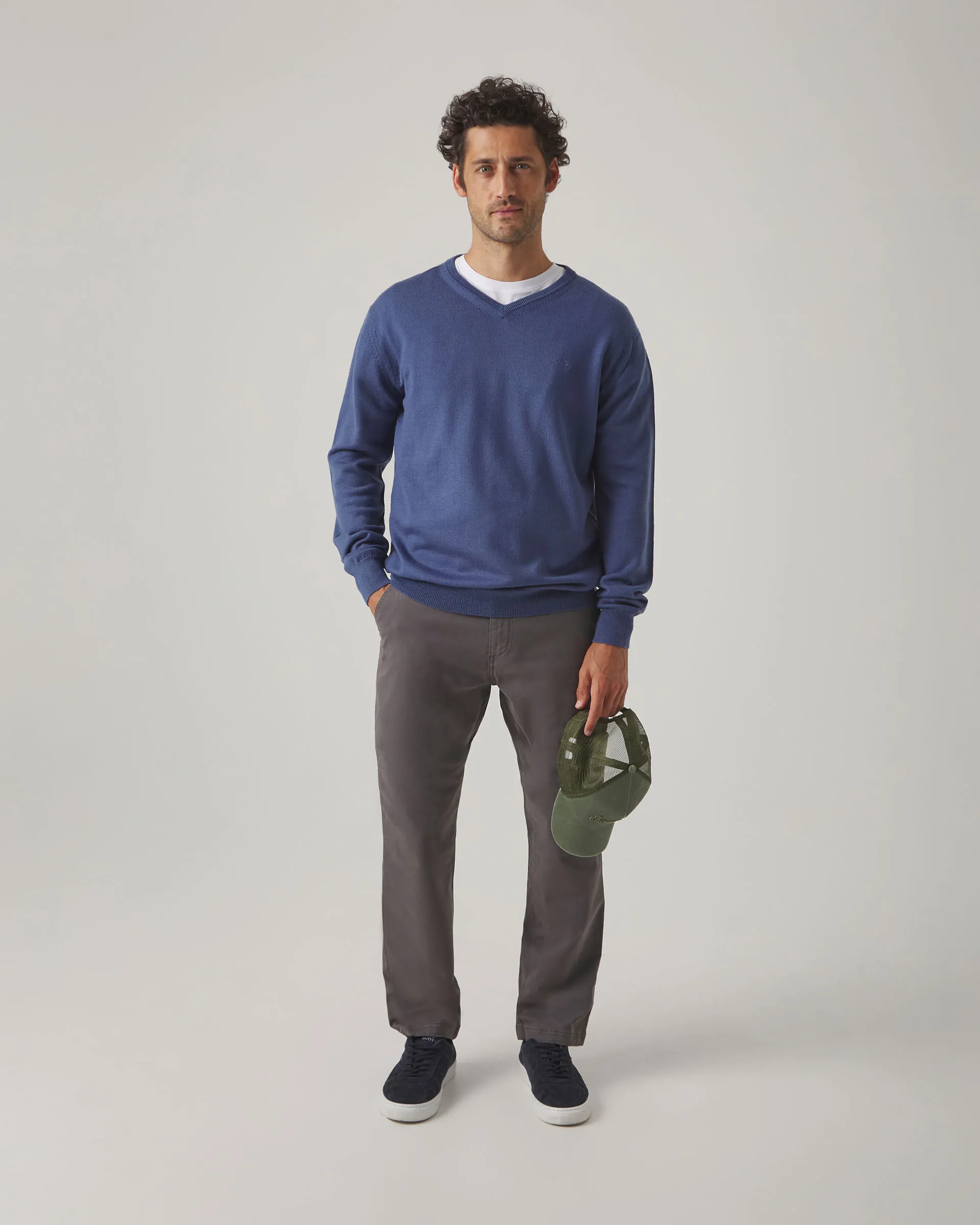 Jersey Iconic V Neck Merino Denim - Image 4