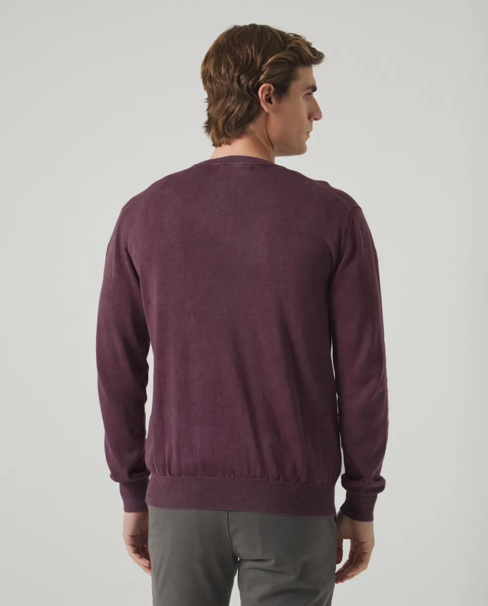 Jersey Lavado Crew Neck Cotton Burdeos - Image 3