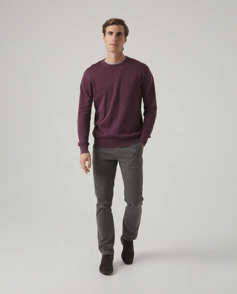 Jersey Lavado Crew Neck Cotton Burdeos - Image 4