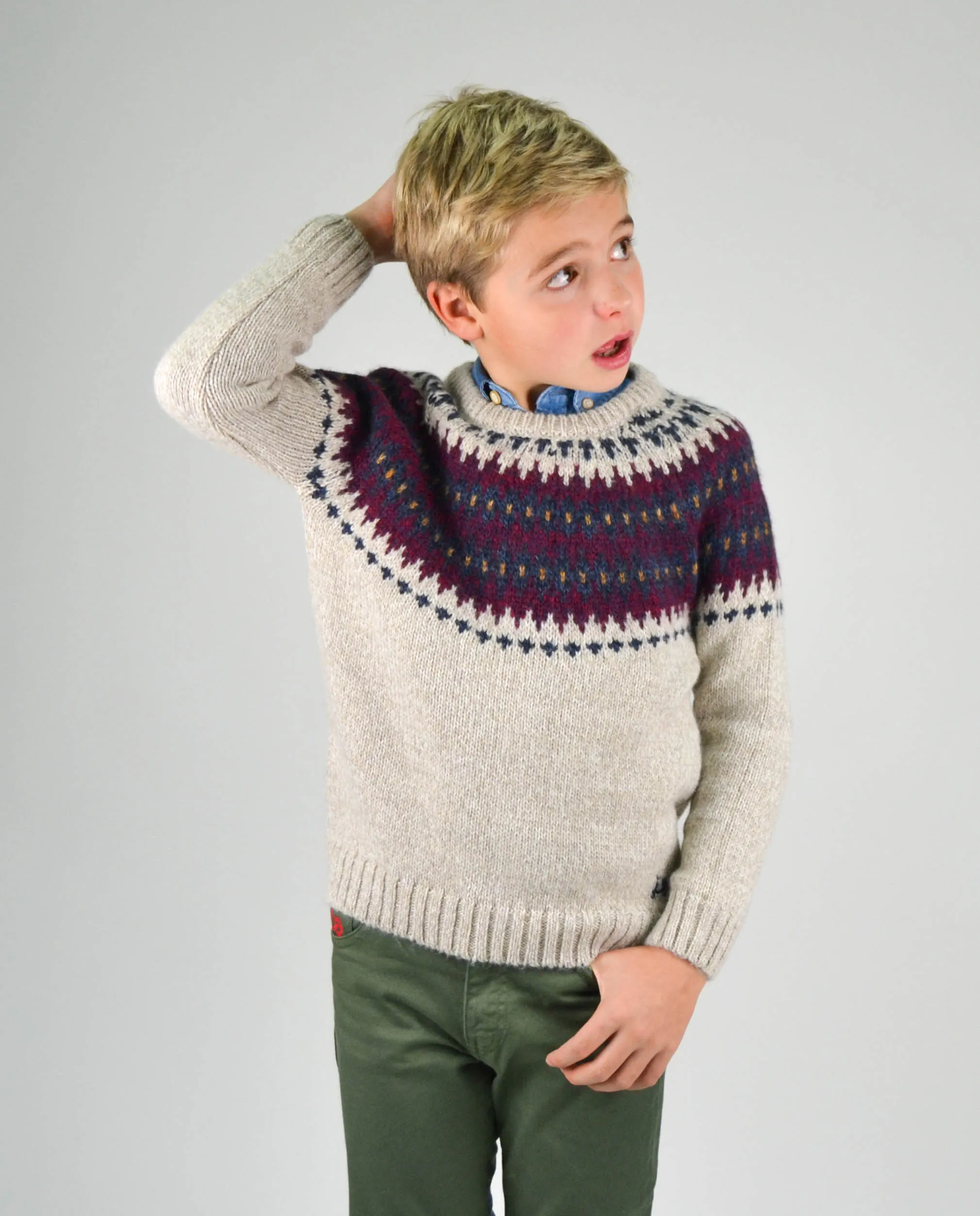 JERSEY NIÑO GRECA BEIGE CLARO