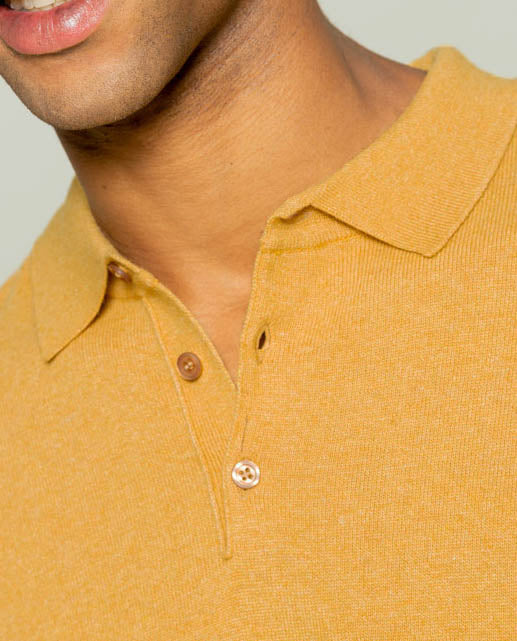 Jersey polo cashmere mostaza - Image 2