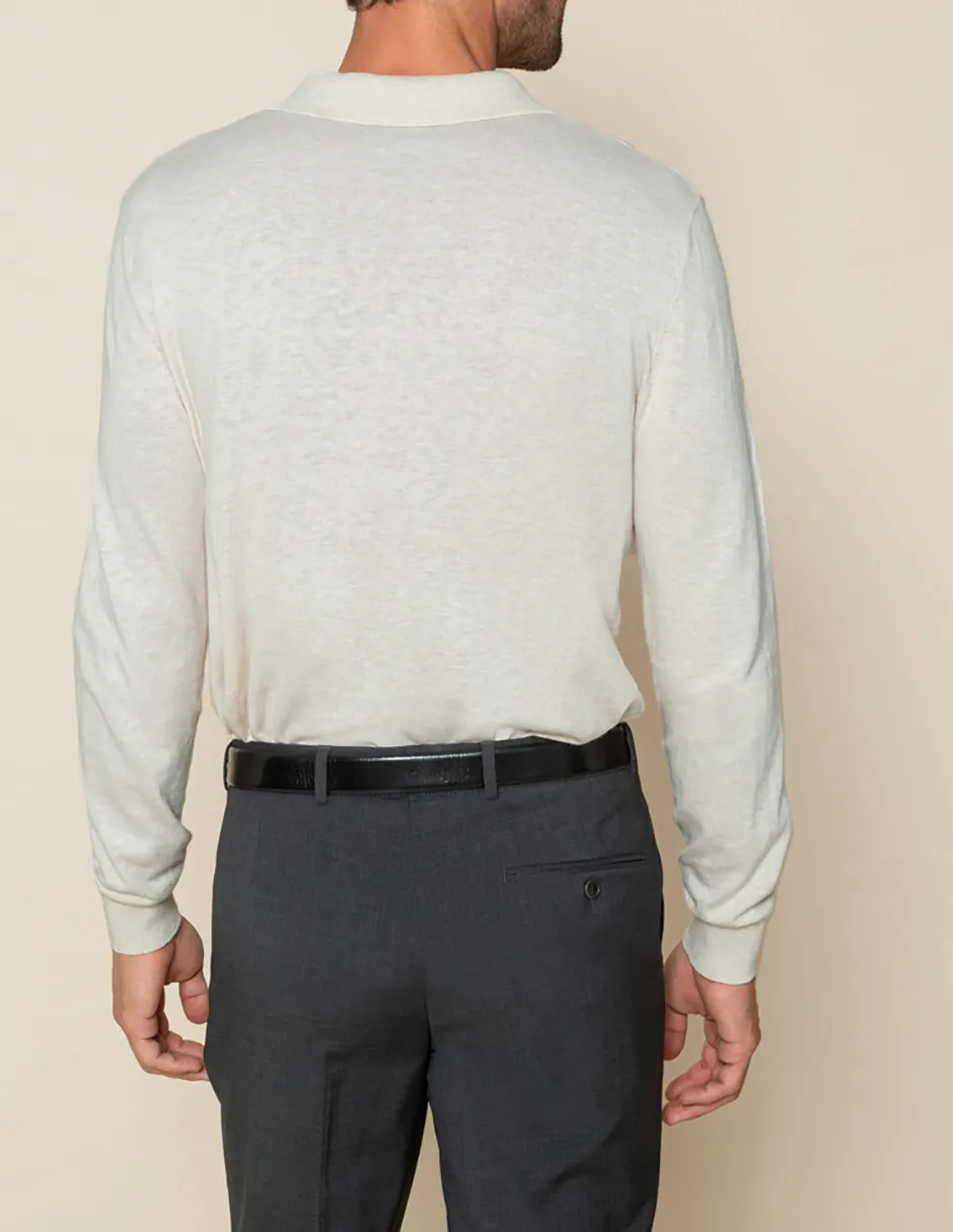 JERSEY POLO ORGANIC COTTON LINEN BEIGE - Image 4