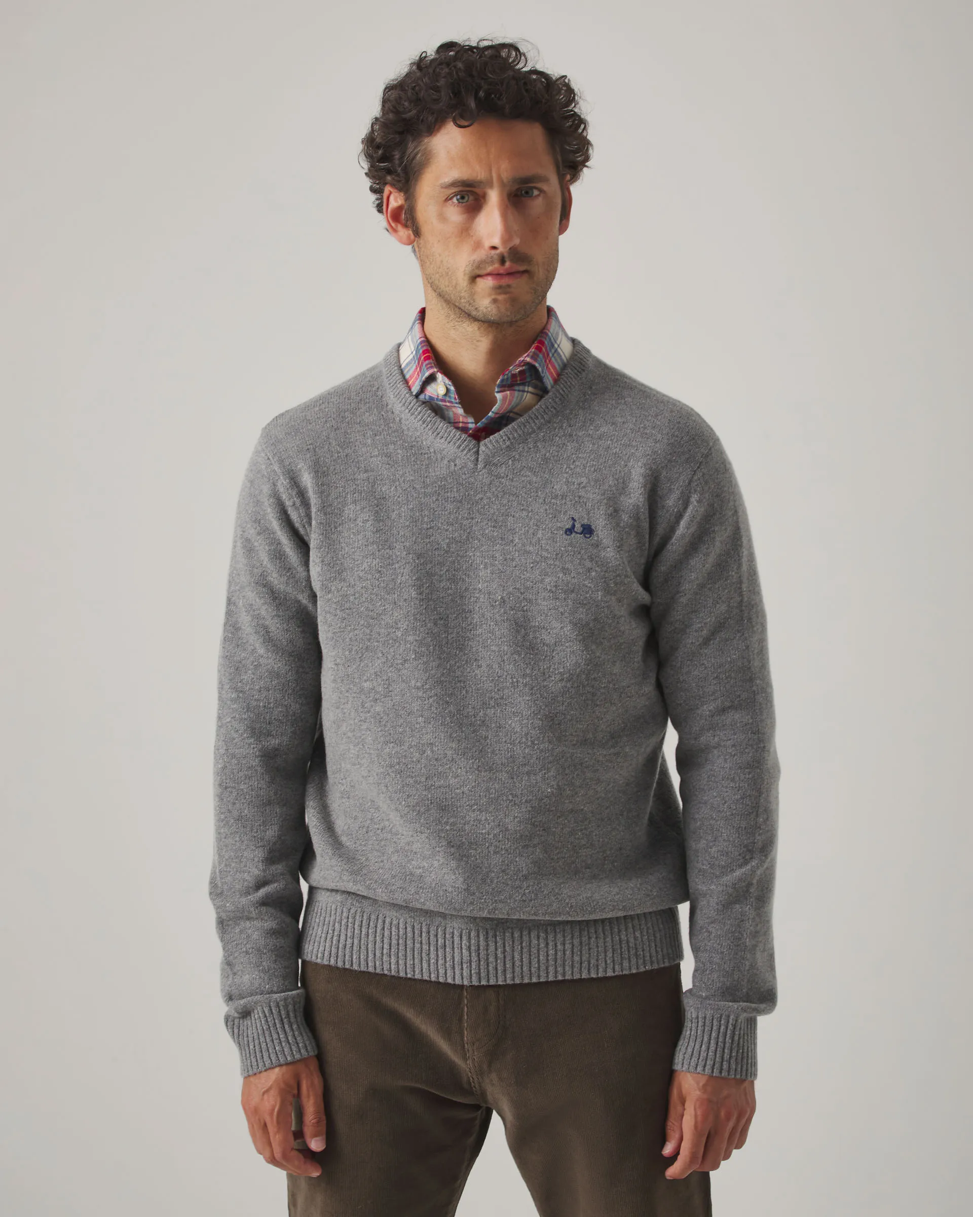 Jersey V Neck Wool Gris Medio - Image 2