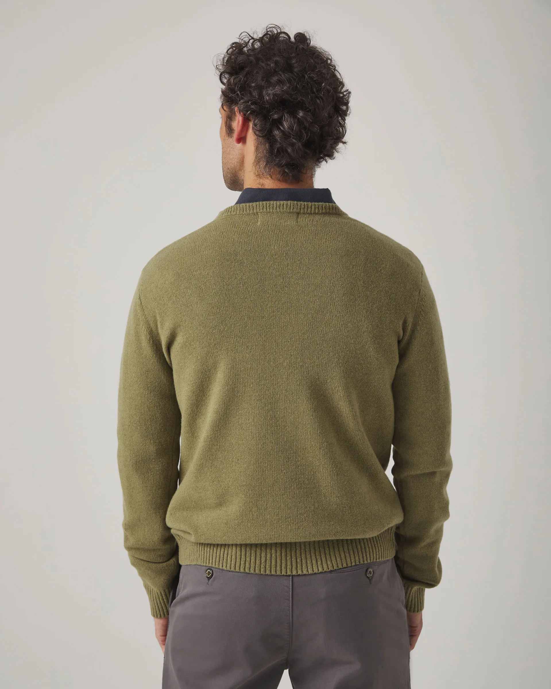 Jersey V Neck Wool Khaki - Image 2