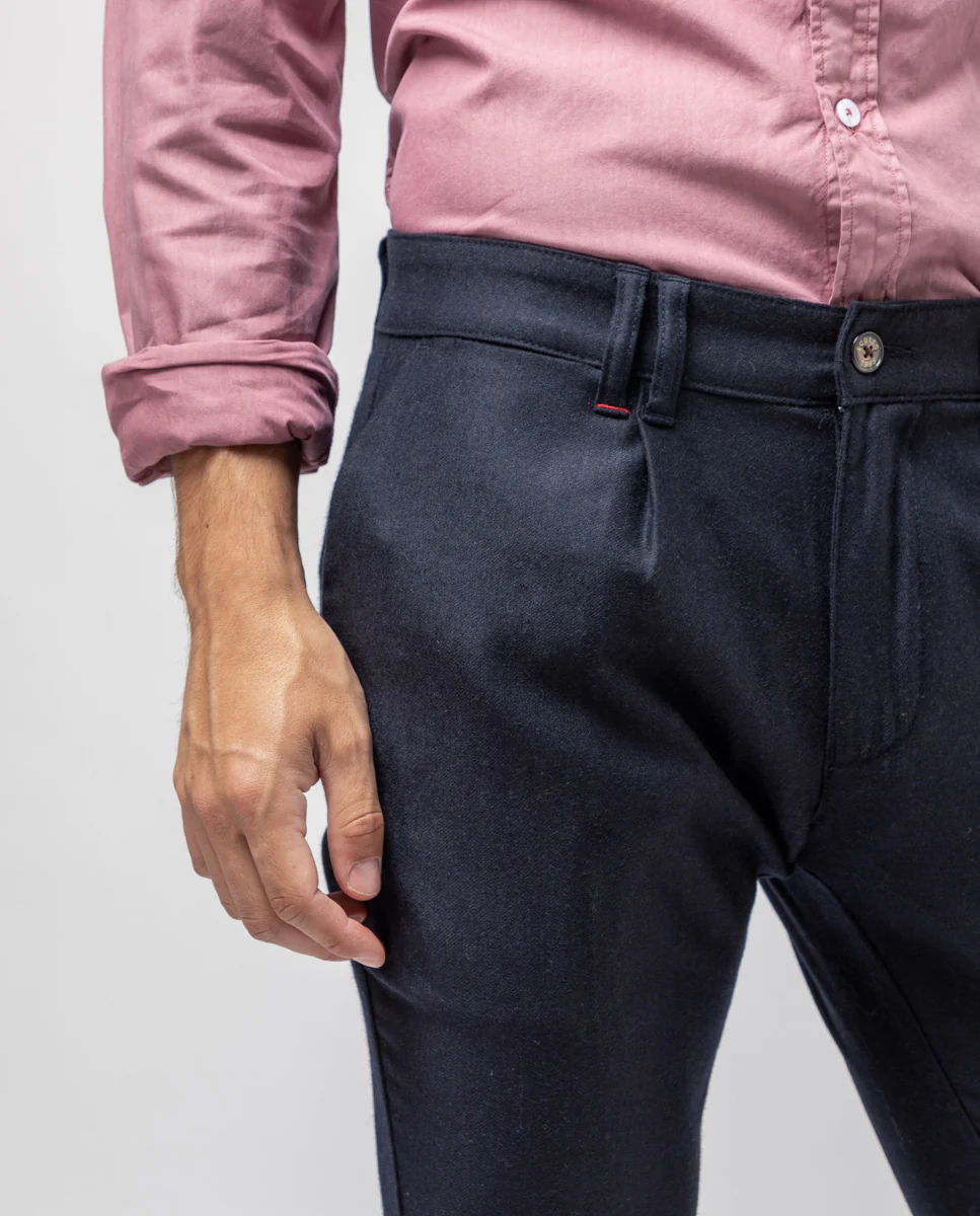 Pantalon lana pinza marino - Image 2