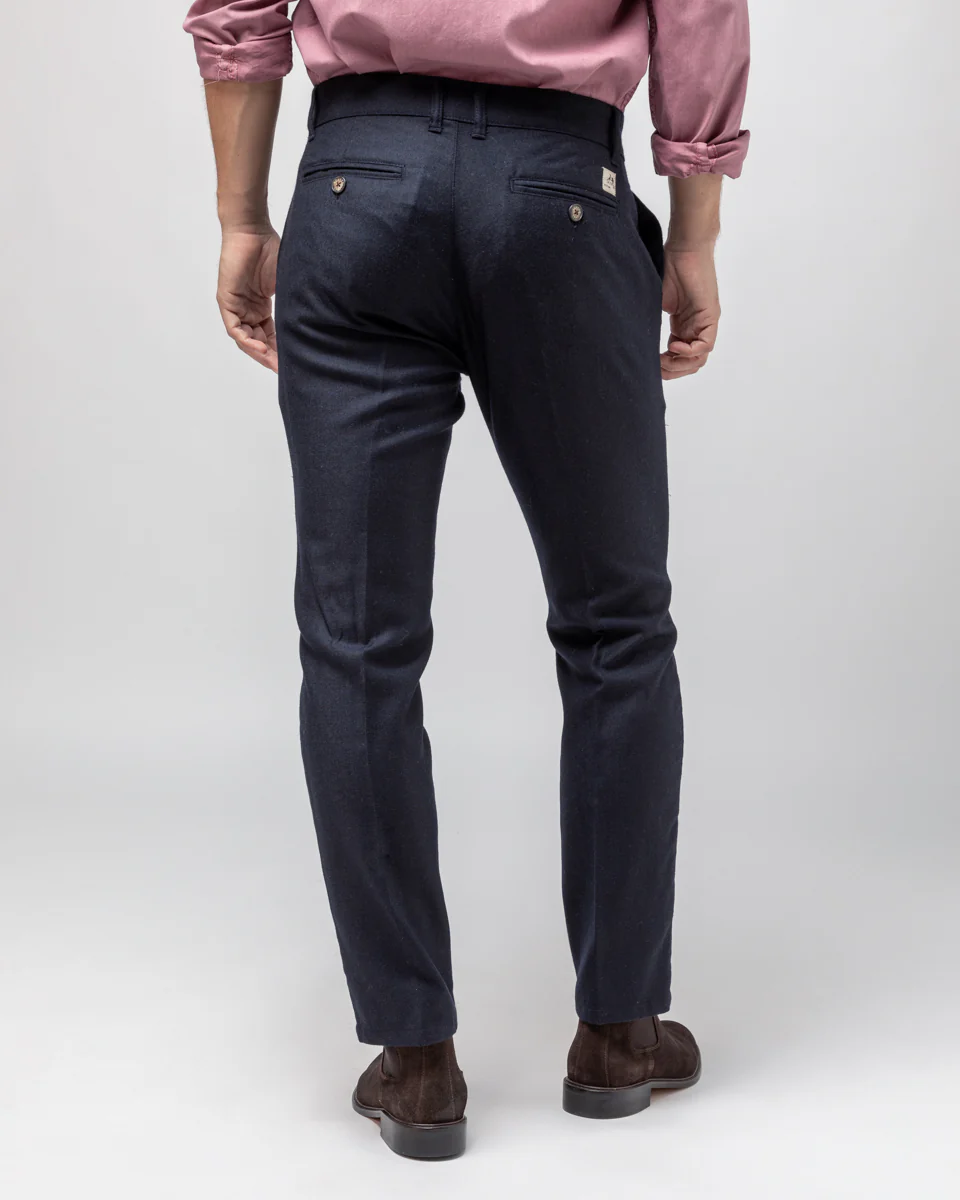 Pantalon lana pinza marino - Image 3