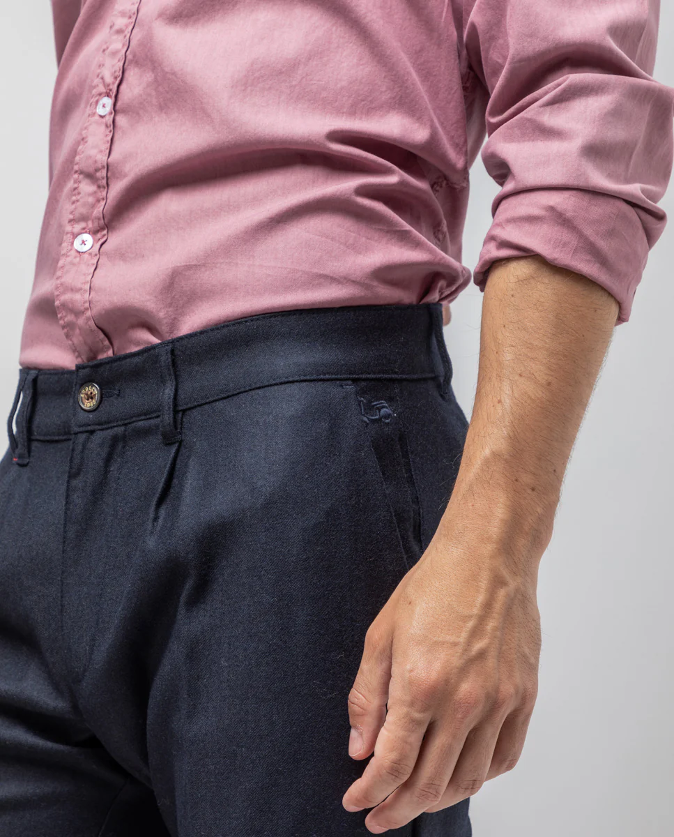 Pantalon lana pinza marino - Image 4