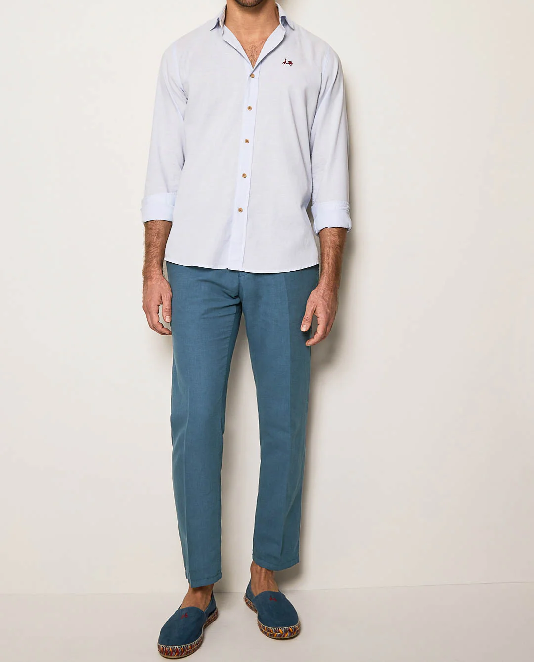 Pantalón lino algodón marino