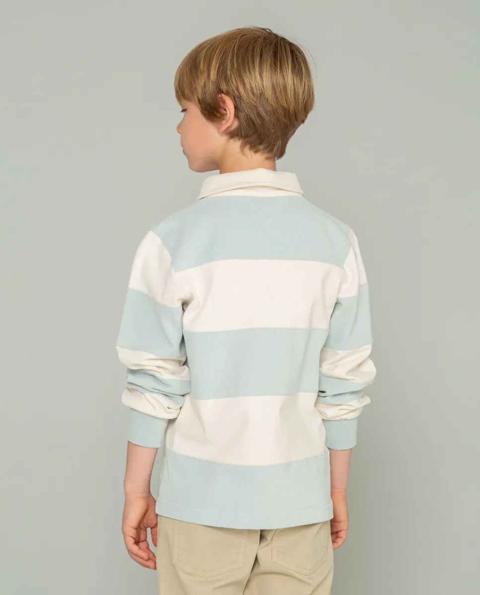 Polo niño rugby stripes celeste - Image 2