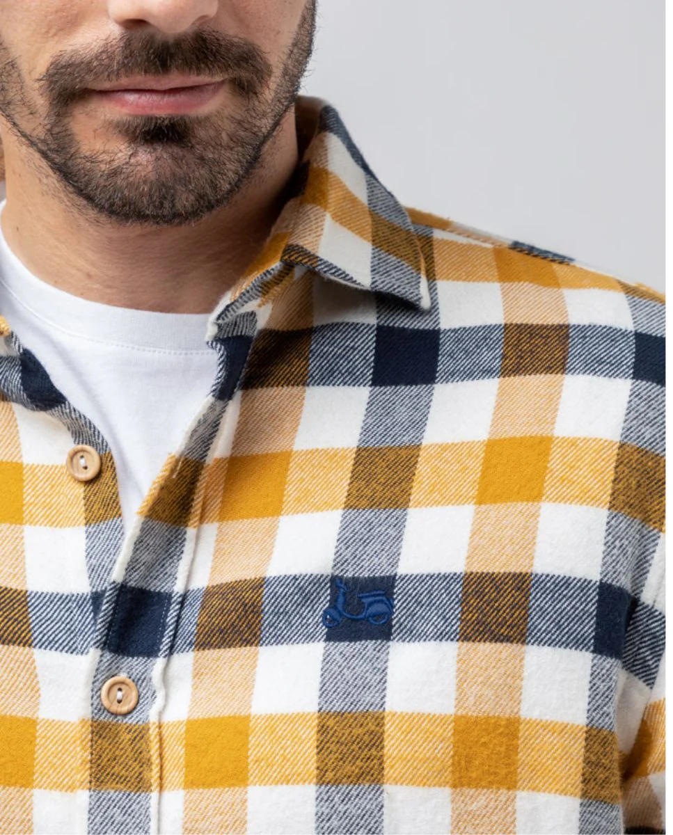 Sobrecamisa cuadros orgánica mostaza - Image 2