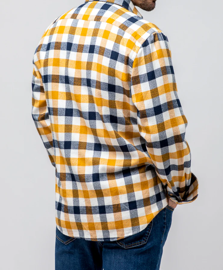 Sobrecamisa cuadros orgánica mostaza - Image 4
