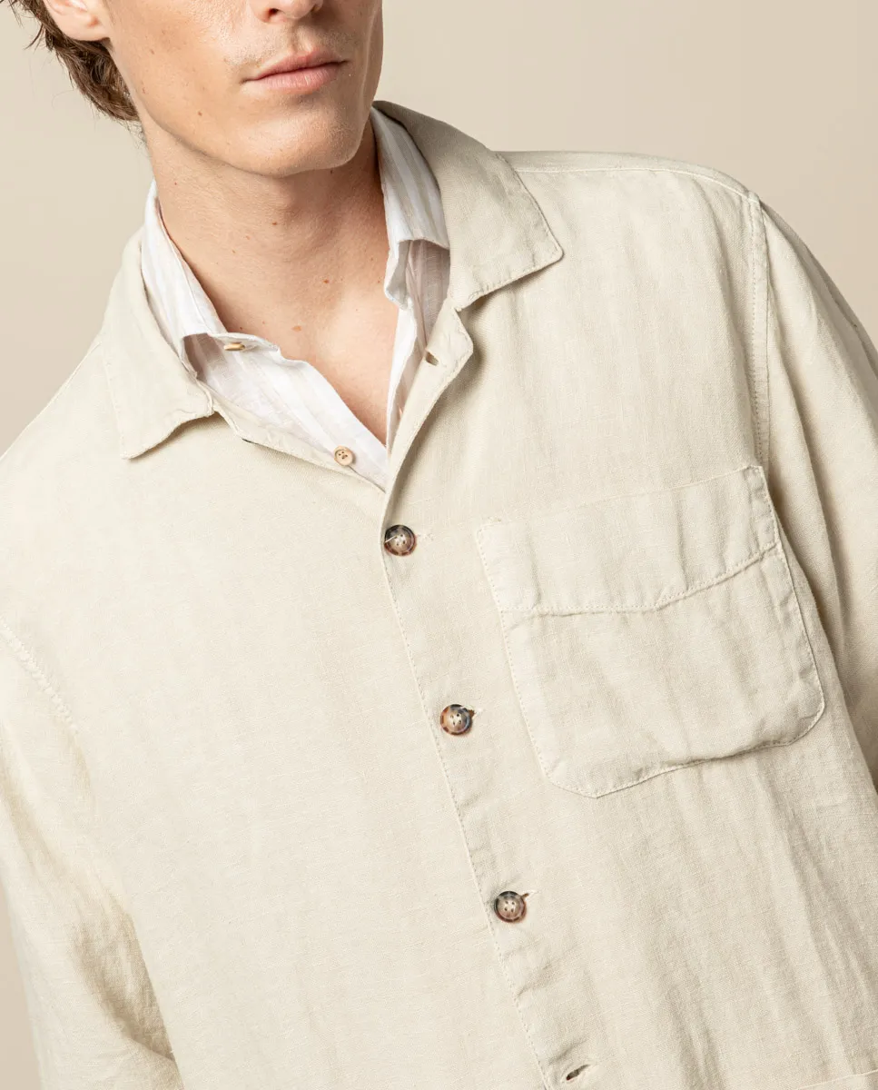 SOBRECAMISA LINEN BEIGE CLARO - Image 2